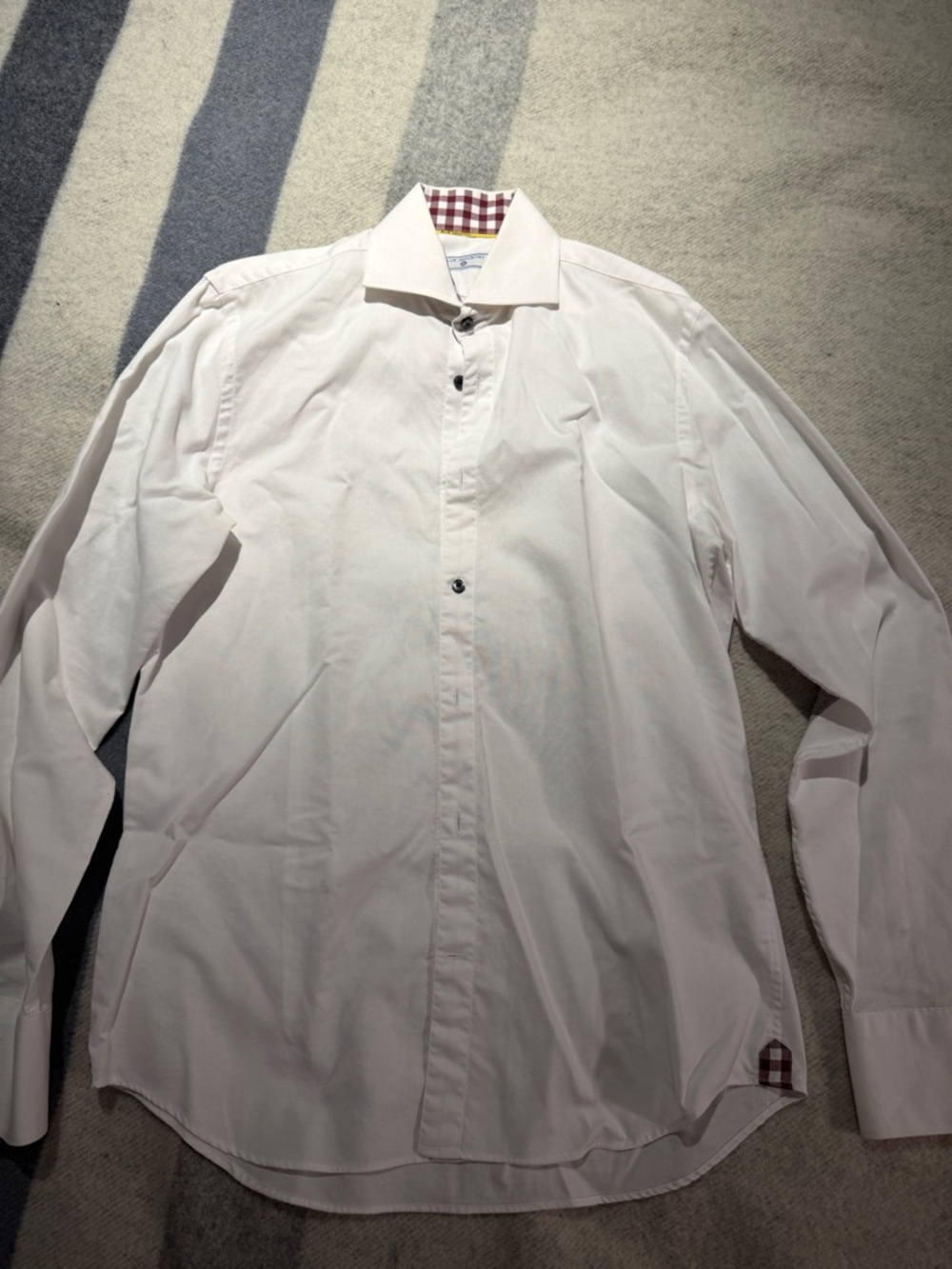 Blue Industry Men’s White Button-Down Shirt with Elbow Patches